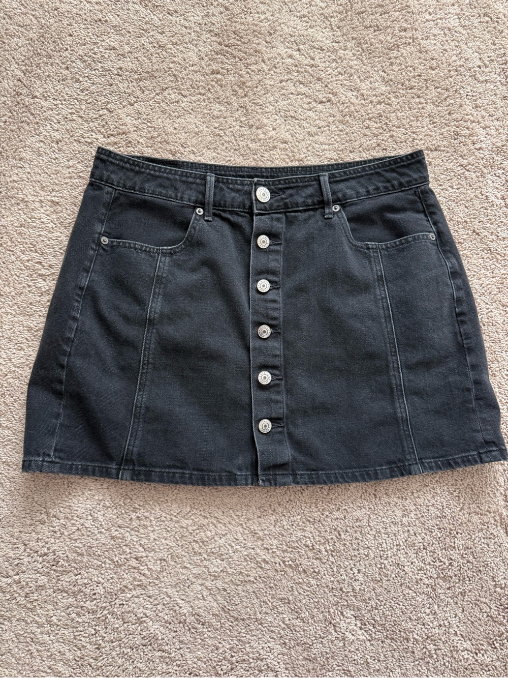 American Eagle Outfitters Black Button-Front Mini Skirt